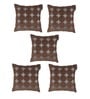 Brown Velvet Geometric 16x16 inches Cushion Cover (5Pc)