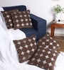 Brown Velvet Geometric 16x16 inches Cushion Cover (5Pc)