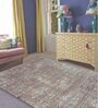 Brown Geometrical Polypropylene 5 ft x 7 ft Machine Made Carpet