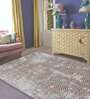 Brown Geometrical Polypropylene 5 ft x 7 ft Machine Made Carpet
