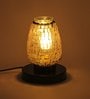 Solitaire Brown Glass Shade Table Lamp With Metal Base