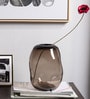Brown Hand Blown Art Organic Contemporary Style Centerpiece Flower Glass Vase