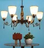 Antique Brown Glass Shaded Chandelier