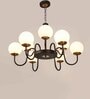 Central Brown Glass Globe Chandelier