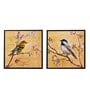 Birds Brown Canvas Framed Wildlife Art Print Set of 2