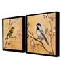 Birds Brown Canvas Framed Wildlife Art Print Set of 2