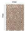 Brown Hair On Leather Geometrical Hand Woven 5ftX7ft Carpet