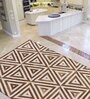 Brown Hair On Leather Geometrical Hand Woven 6ftX9ft Carpet