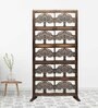 Brown Handcarved Wooden Room Divider Single Panel Tree Design With Stand