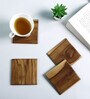 Brown Handcrafted Teak Wood Elegant (Set Of 4) Coasters