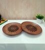 Brown Handpainted  Wood 1 Pcs Plates