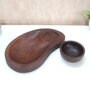 Brown Handpainted  Wood  Platter with Dip Bowl