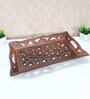Brown Handpainted  Wood  Serving Tray
