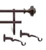 Brown Hexagon Iron Expandable 1 Curtain Rod with Accessories ( 36 to 66 Inches)