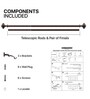 Brown Hexagon Iron Expandable 1 Curtain Rod with Accessories ( 36 to 66 Inches)