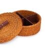 Brown Hogla Grass Handwoven Partition  Box With Lid