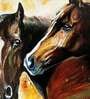 Brown Horses Canvas Wall Painting
