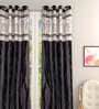 Brown Jacquard Floral 9FT Light Filtering Eyelet Long Door Curtains (Pack of 1)