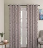 Brown Jacquard Traditional Light Filtering Eyelet 9 Feet Door Curtains (2 Pc)
