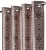 Brown Jacquard Traditional Light Filtering Eyelet 9 Feet Door Curtains (2 Pc)