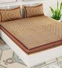 Brown Traditional 120 TC Cotton Queen Sized Bedsheet with 2 Pillow Cover