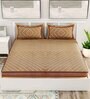 Brown Traditional 120 TC Cotton Queen Sized Bedsheet with 2 Pillow Cover