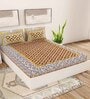 Brown Geometric 120 TC Cotton Queen Sized Bedsheet with 2 Pillow Cover