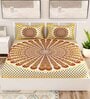 Brown Traditional 120 TC Cotton Queen Sized Bedsheet with 2 Pillow Cover