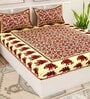 Brown Traditional 120 TC Cotton Queen Sized Bedsheet with 2 Pillow Cover