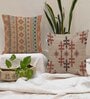 Brown Jute Abstract 16x16 inches Cushion Covers (Pack of 2)