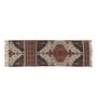 Brown Jute Cotton Screen Printed Hand Woven 8 x 3 Feet Dhurrie