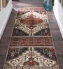 Brown Jute Cotton Screen Printed Hand Woven 8 x 3 Feet Dhurrie