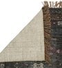 Brown Jute Cotton Screen Printed Hand Woven 8 x 5 Feet Dhurrie