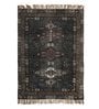 Brown Jute Cotton Screen Printed Hand Woven 8 x 5 Feet Dhurrie