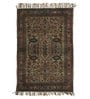 Brown Jute Cotton Screen Printed Hand Woven 8 x 5 Feet Dhurrie