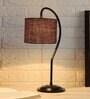 Brown Jute Curvy Table Lamp with Iron Base