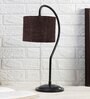 Brown Jute Curvy Table Lamp with Iron Base