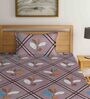 Brown Floral 300 TC Cotton Blend Single Bed Sized Bed Sheets With 1 Pillow Cover