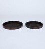 Brown Mahogany Wood (Set of 2) Serving Tray
