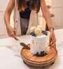 Brown Mango Wood  Cloche With Wooden Base