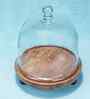 Brown Mango Wood  Cloche With Wooden Base