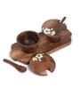 Brown Mango Wood Hand-Painted Flower Motif  Multipurpose Jar Set With Tray & Spoons