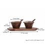 Brown Mango Wood Hand-Painted Flower Motif  Multipurpose Jar Set With Tray & Spoons