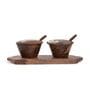 Brown Mango Wood Hand-Painted Flower Motif  Multipurpose Jar Set With Tray & Spoons