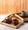 Brown Mango Wood Naturally Burnt Design Serving Trays