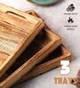 Brown Mango Wood Naturally Burnt Design Serving Trays