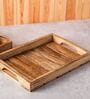 Brown Mango Wood Naturally Burnt Design Serving Trays