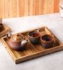 Brown Mango Wood Naturally Burnt Design Serving Trays