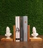 Man Statues Brown Wood & Marble Bookend