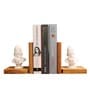 Man Statues Brown Wood & Marble Bookend